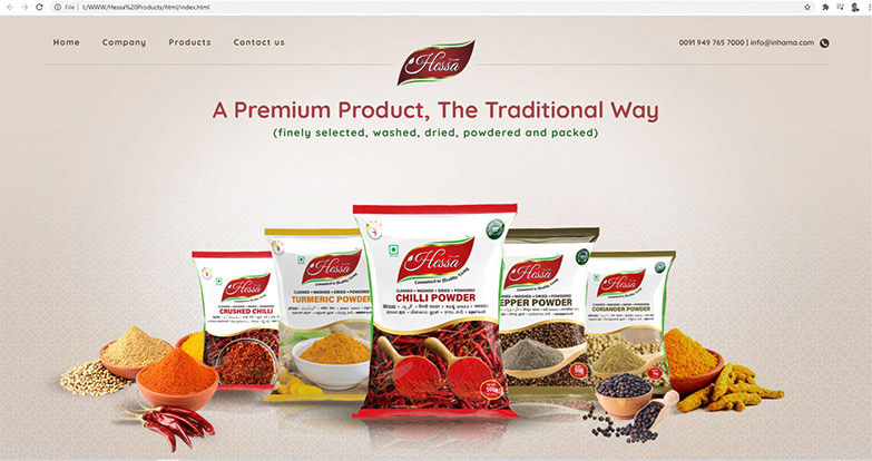 Food Product Web Design, Curry Powder Web Design